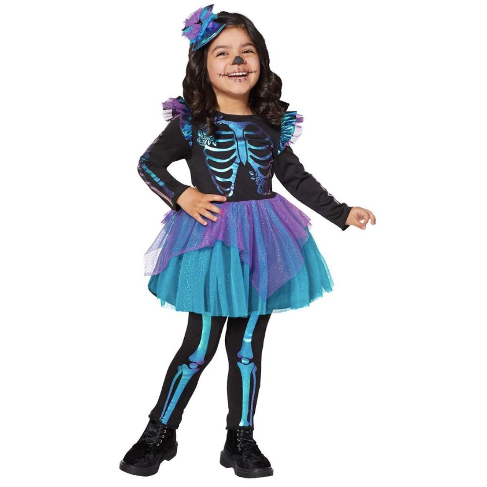 Spirit Teal and Purple Skeleton Kids Costume